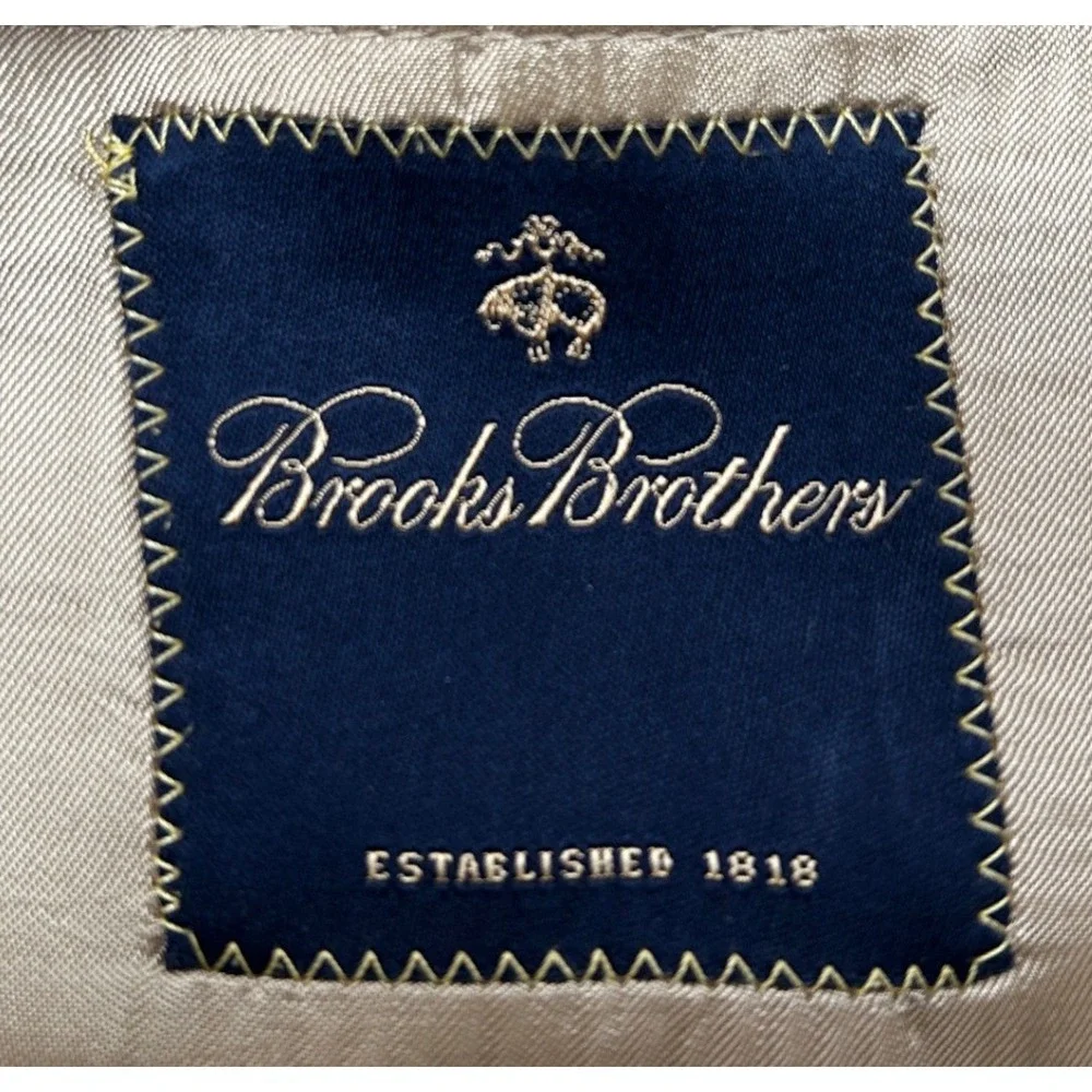 Brooks Brothers Sport Coat Men 44R Tan Herringbone Wool Linen Silk Made in Italy